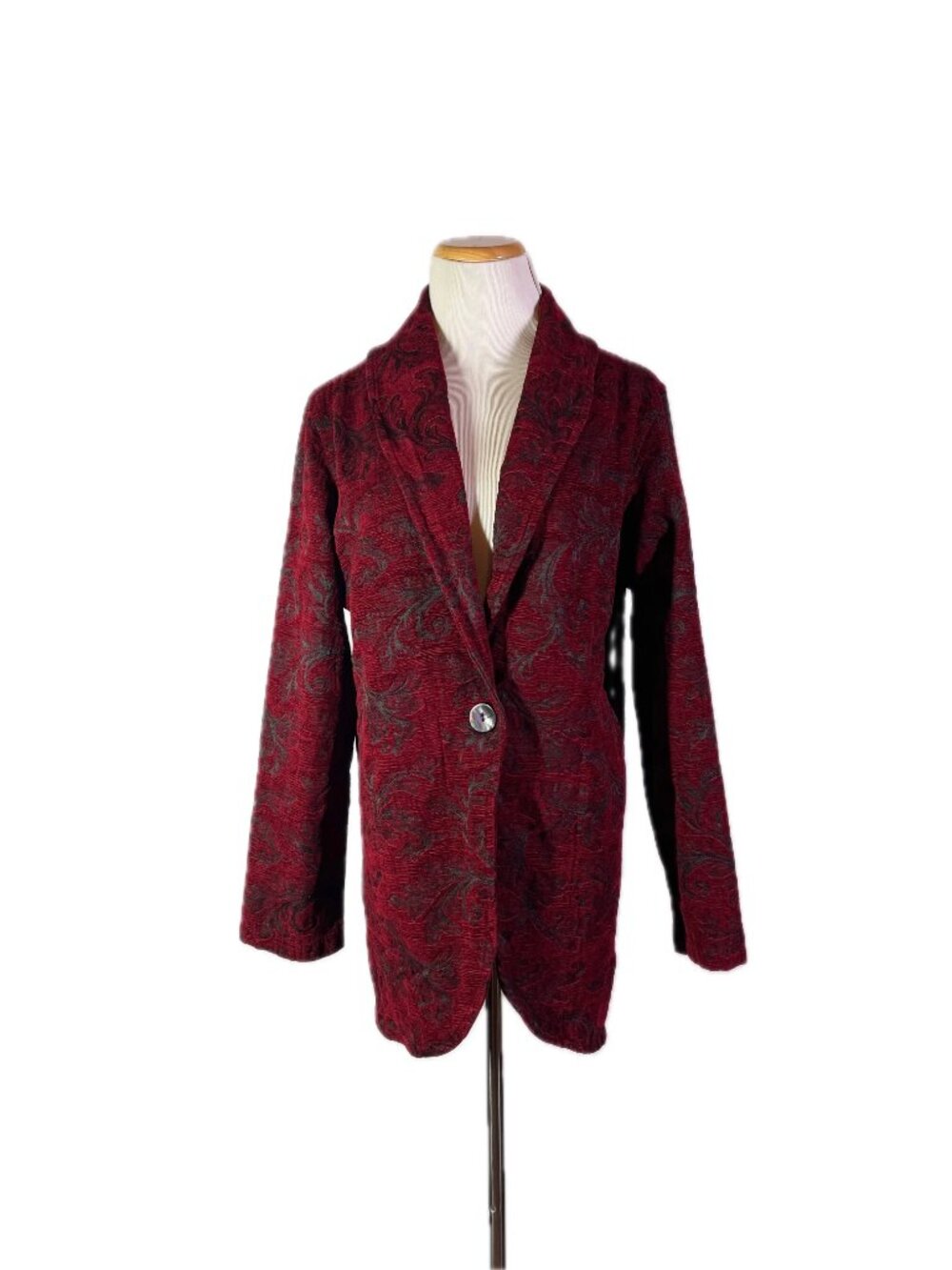 CMC Color Me Cotton Size XL Brocade Blazer Jacket Red Unlined